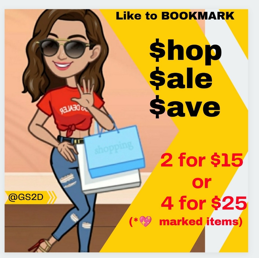 2 for $15 or 4 for $25 on marked items